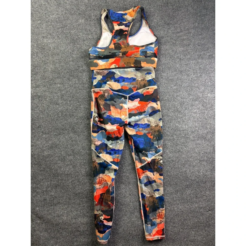 Fabletics 2 Piece Activewear Set Womens Small Multi Color‎ Abstract Camo Print